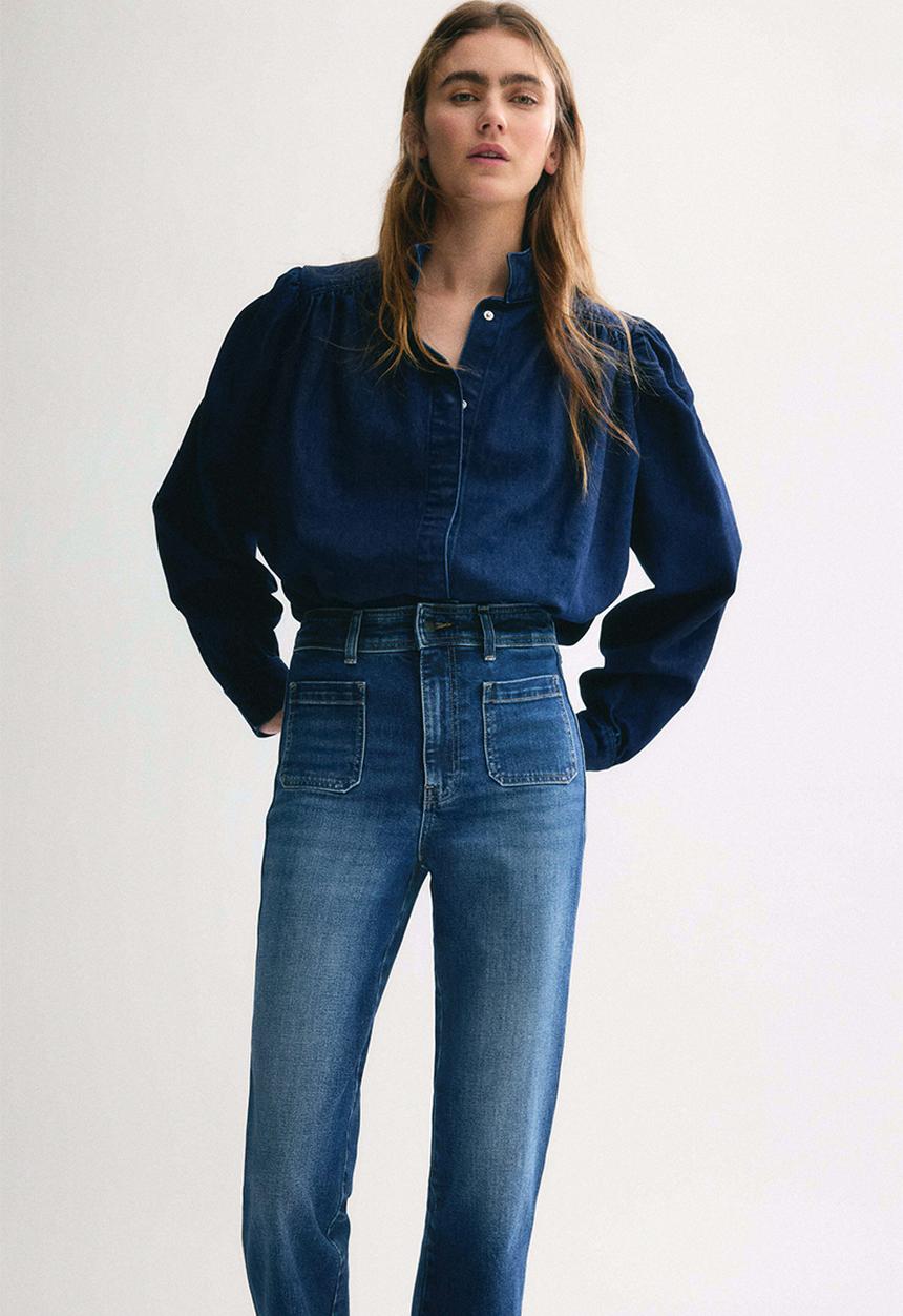 H&M - Flared high jeans - dark denim blue