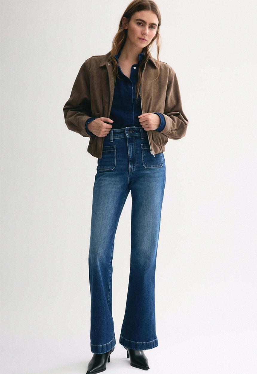 H&M - Flared high jeans - dark denim blue
