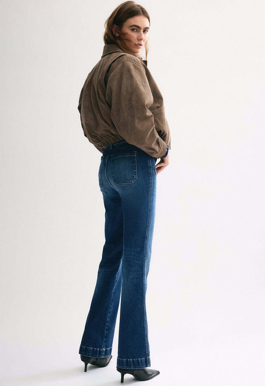 H&M - Flared high jeans - dark denim blue