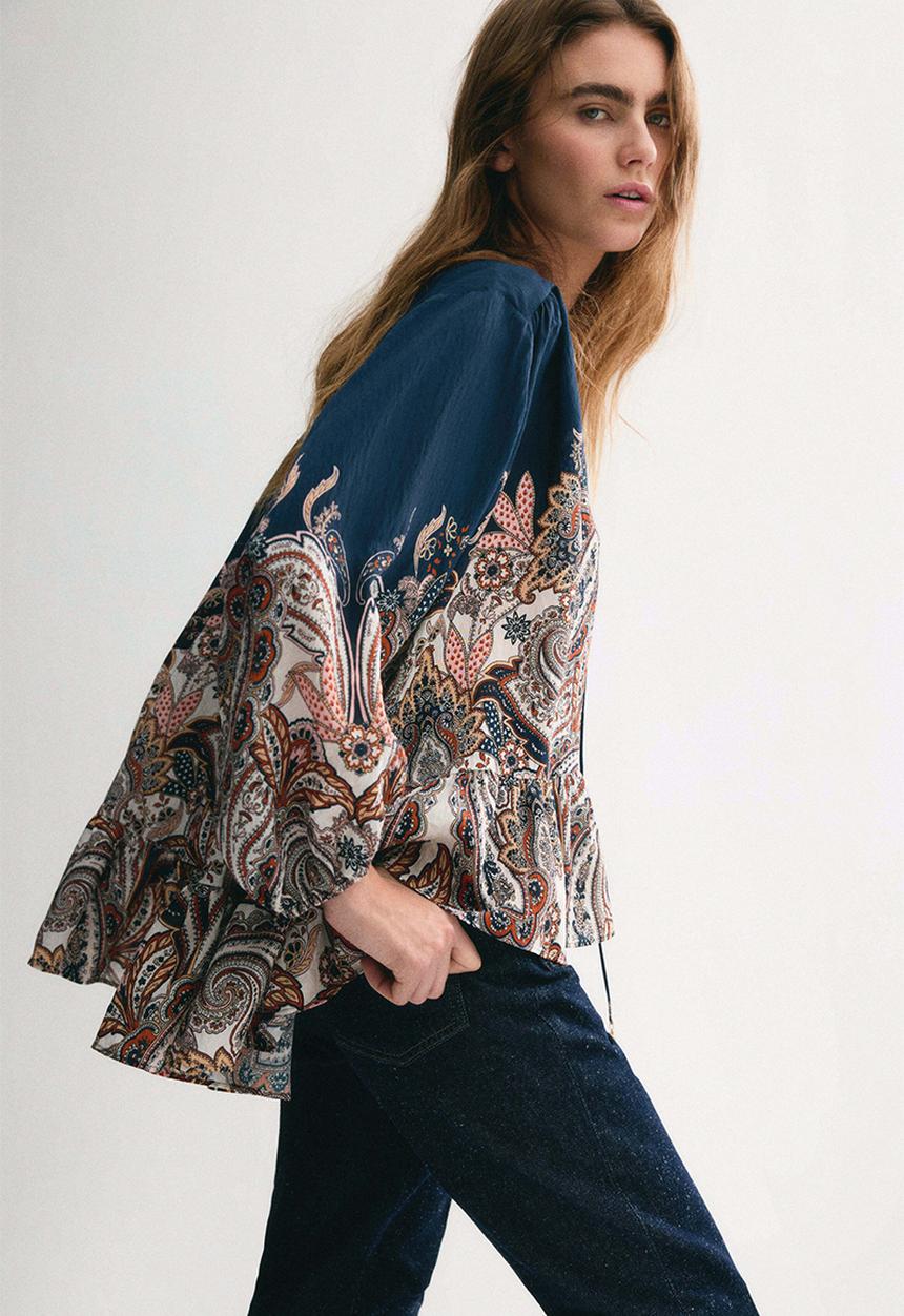 H&M - Oversized blouse - dark blue/paisley pattern