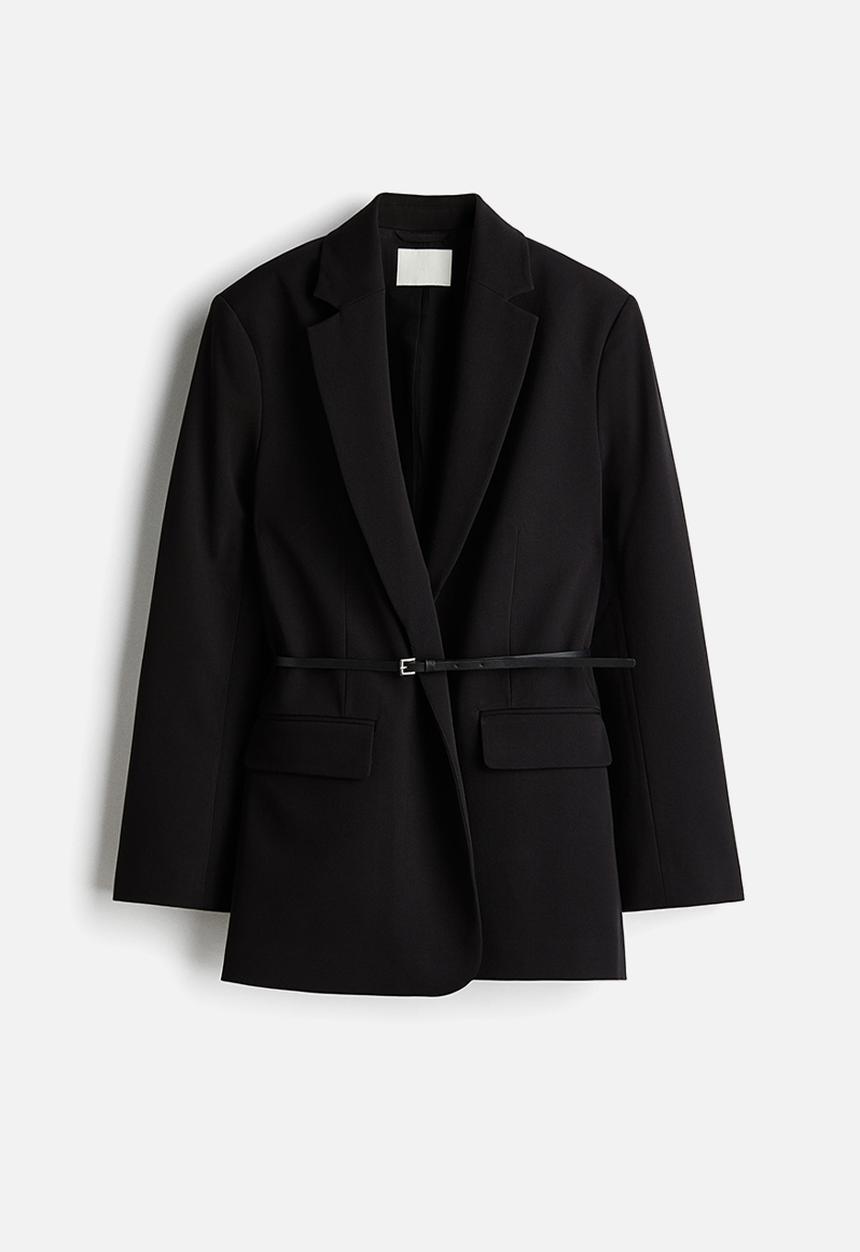 H&M - Belted blazer - black