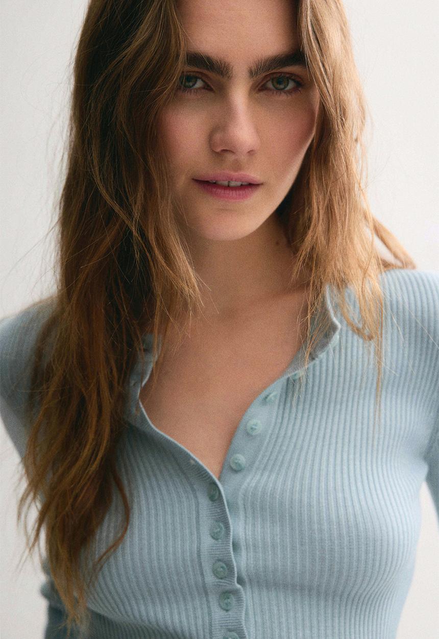 H&M - Rib-knit top - light turquoise