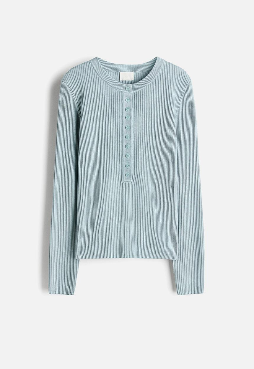 H&M - Rib-knit top - light turquoise