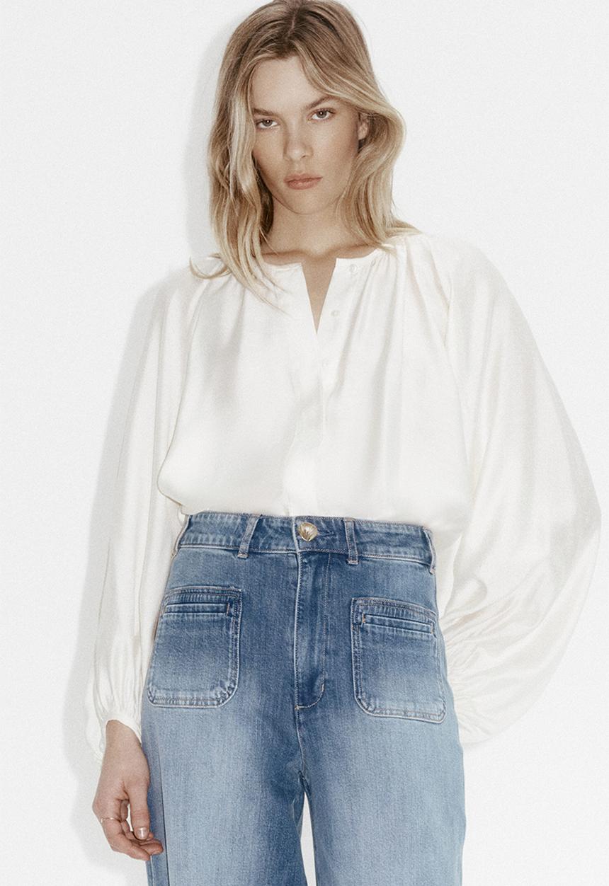 H&M - Wide high jeans - denim blue