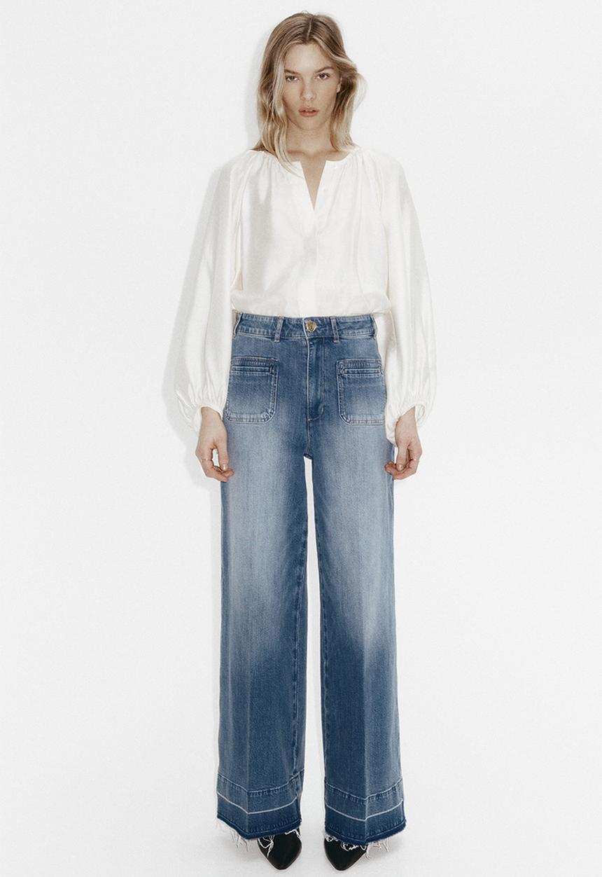 H&M - Wide high jeans - denim blue