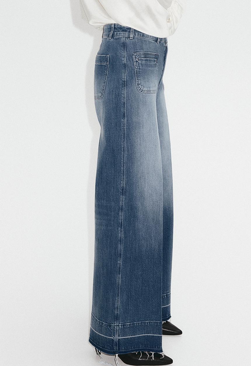 H&M - Wide high jeans - denim blue