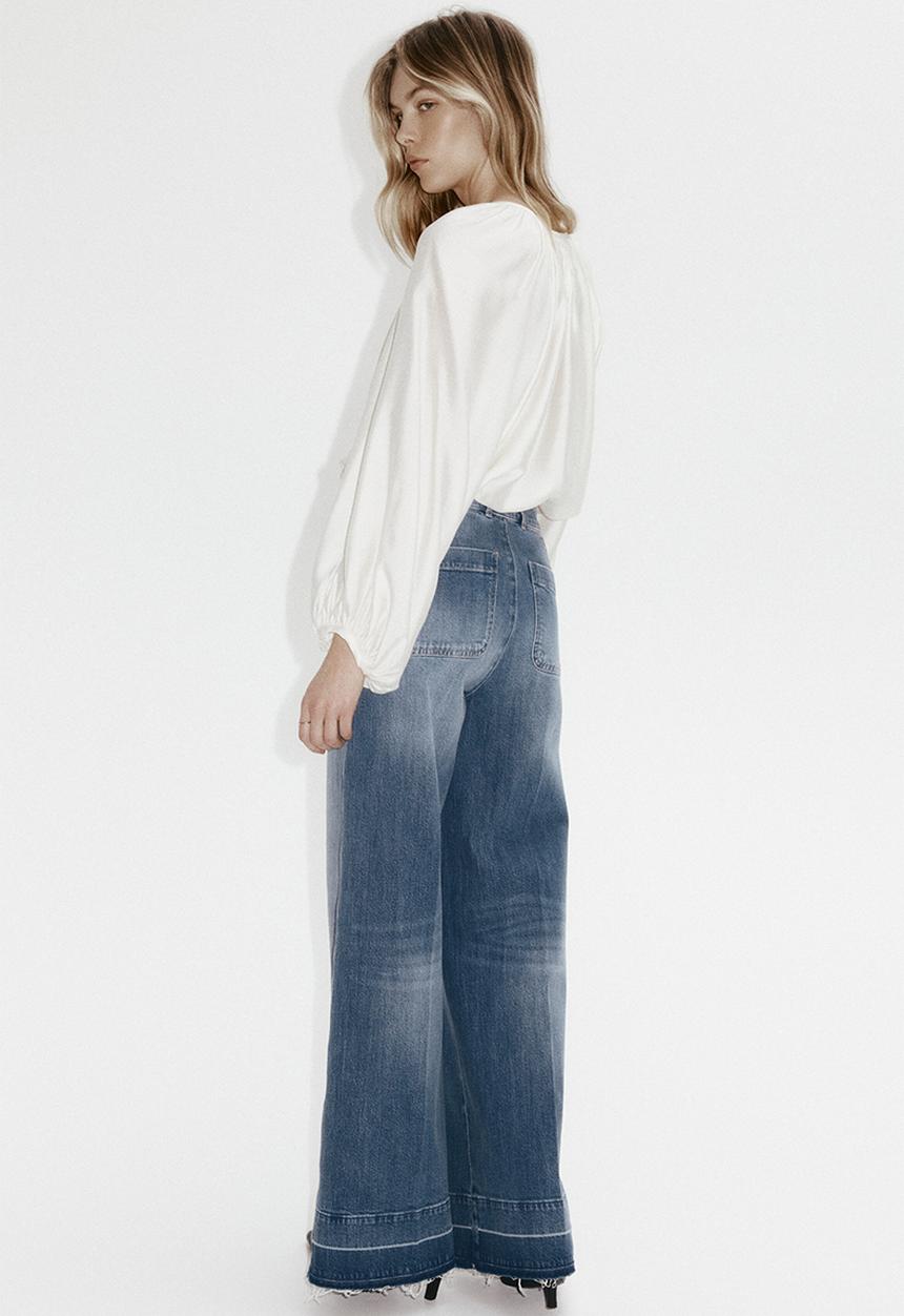 H&M - Wide high jeans - denim blue
