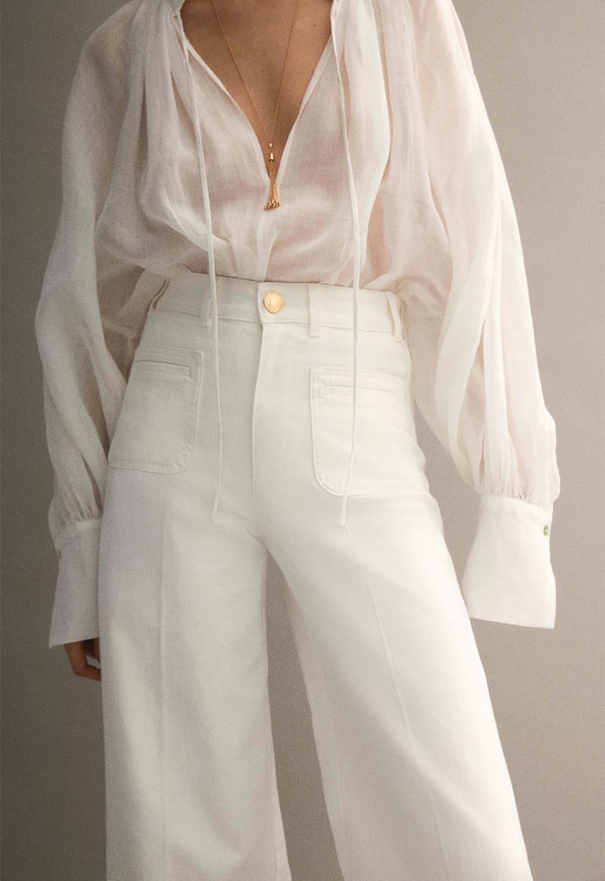 H&M - Wide high jeans - white