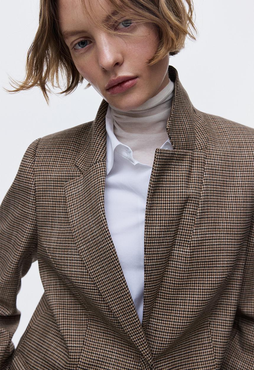 H&M - Single-breasted blazer - beige/dogtooth pattern