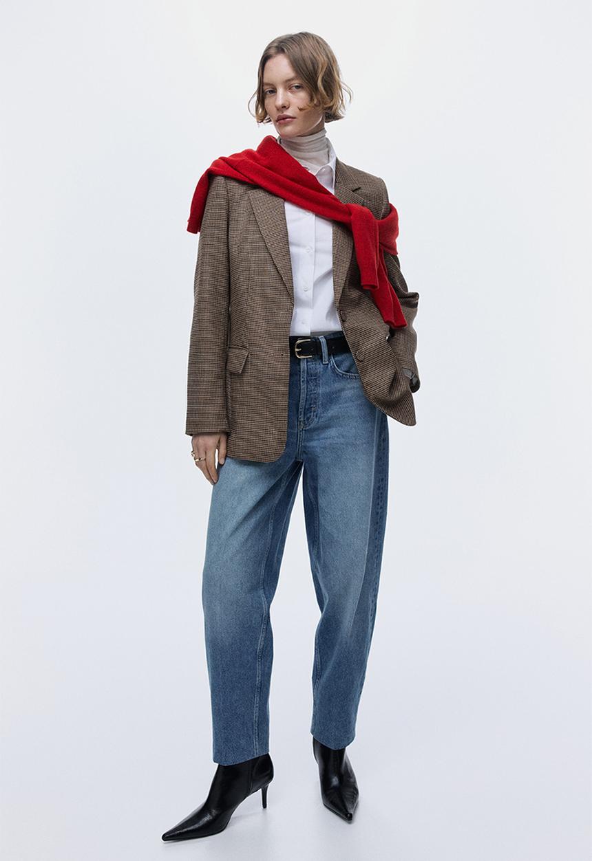 H&M - Single-breasted blazer - beige/dogtooth pattern