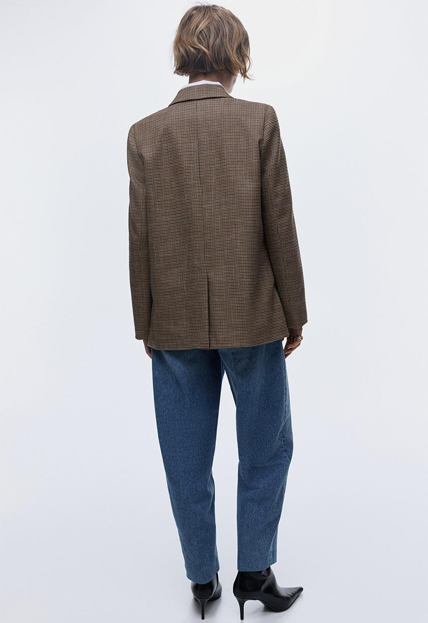 H&M - Single-breasted blazer - beige/dogtooth pattern