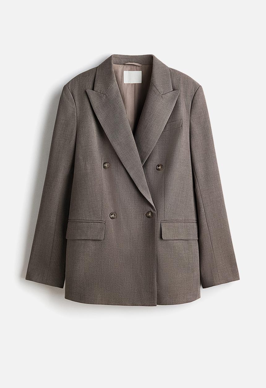 H&M - Double-breasted blazer - dark mole