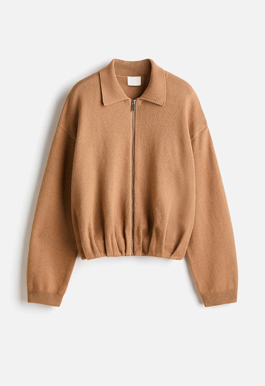 H&M - Oversized zip-through cardigan - dark beige