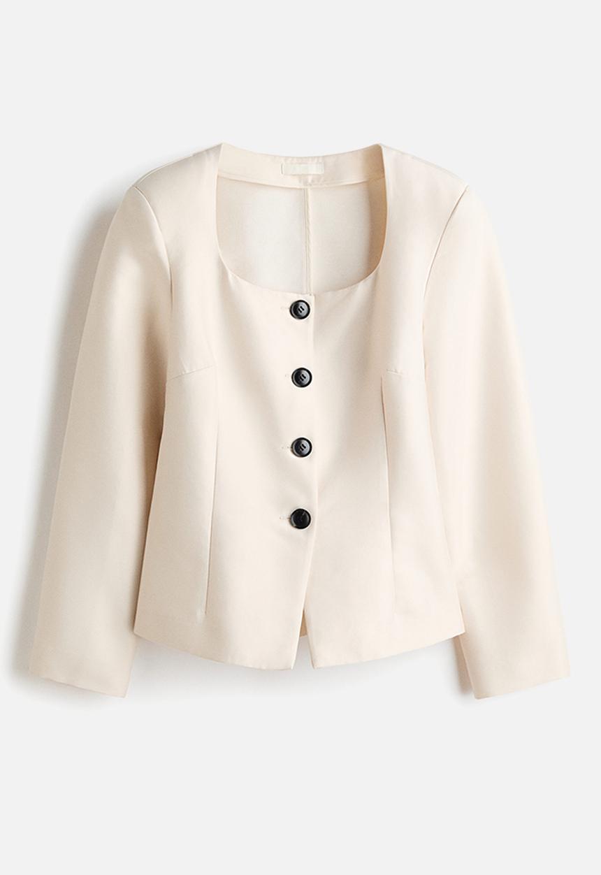 H&M - Square-neck blazer - light beige