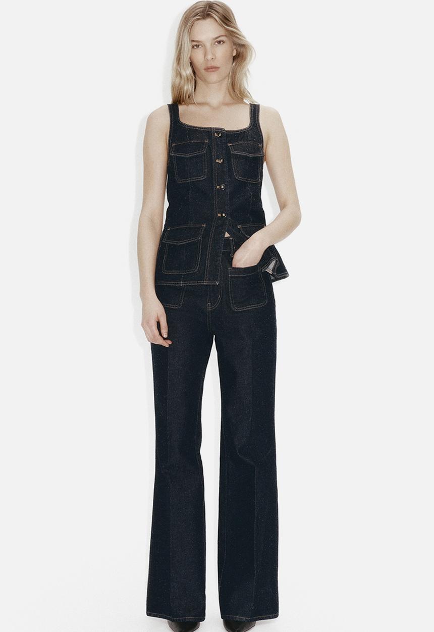 H&M - Bootcut high jeans - dark denim blue