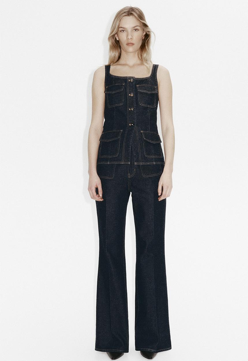 H&M - Bootcut high jeans - dark denim blue