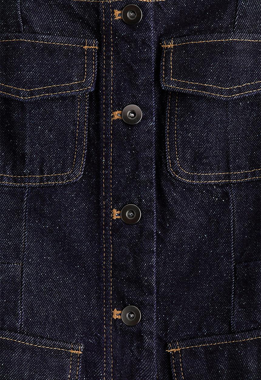 H&M - Denim button-front top - dark denim blue