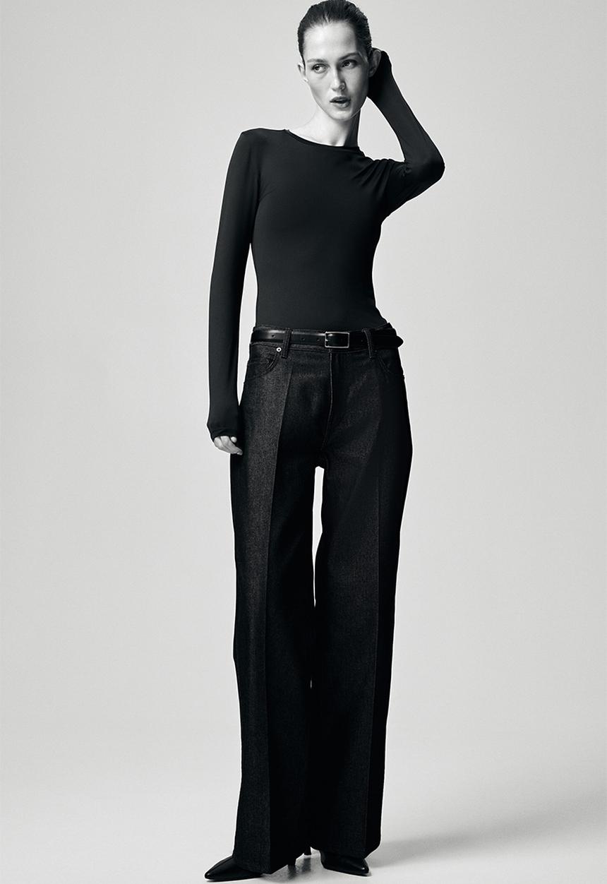H&M - Long-sleeved microfibre top - navy blue