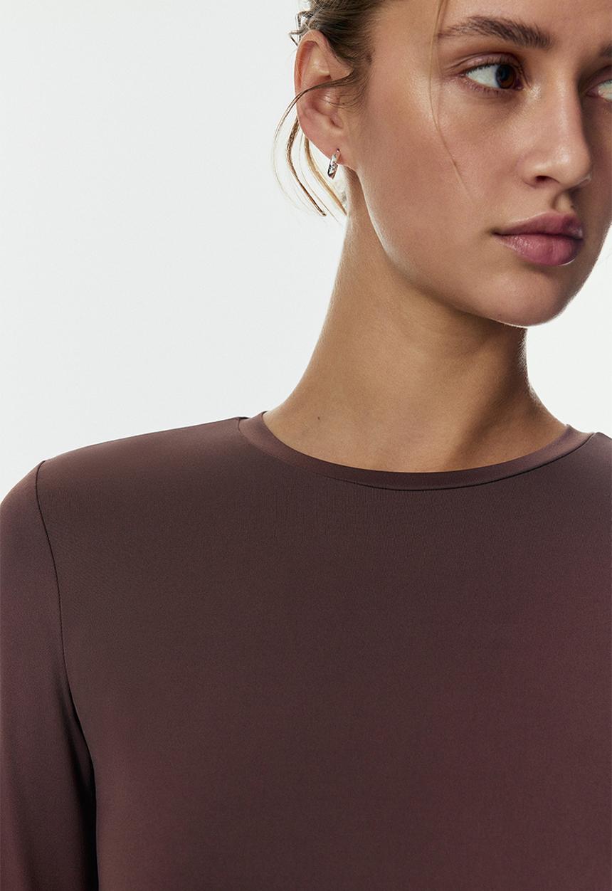 H&M - Long-sleeved microfibre top - dark dusty pink