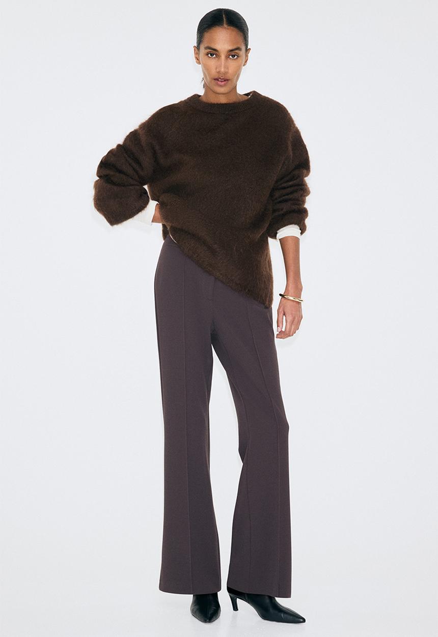 H&M - Bootcut crease-front trousers - dark brown