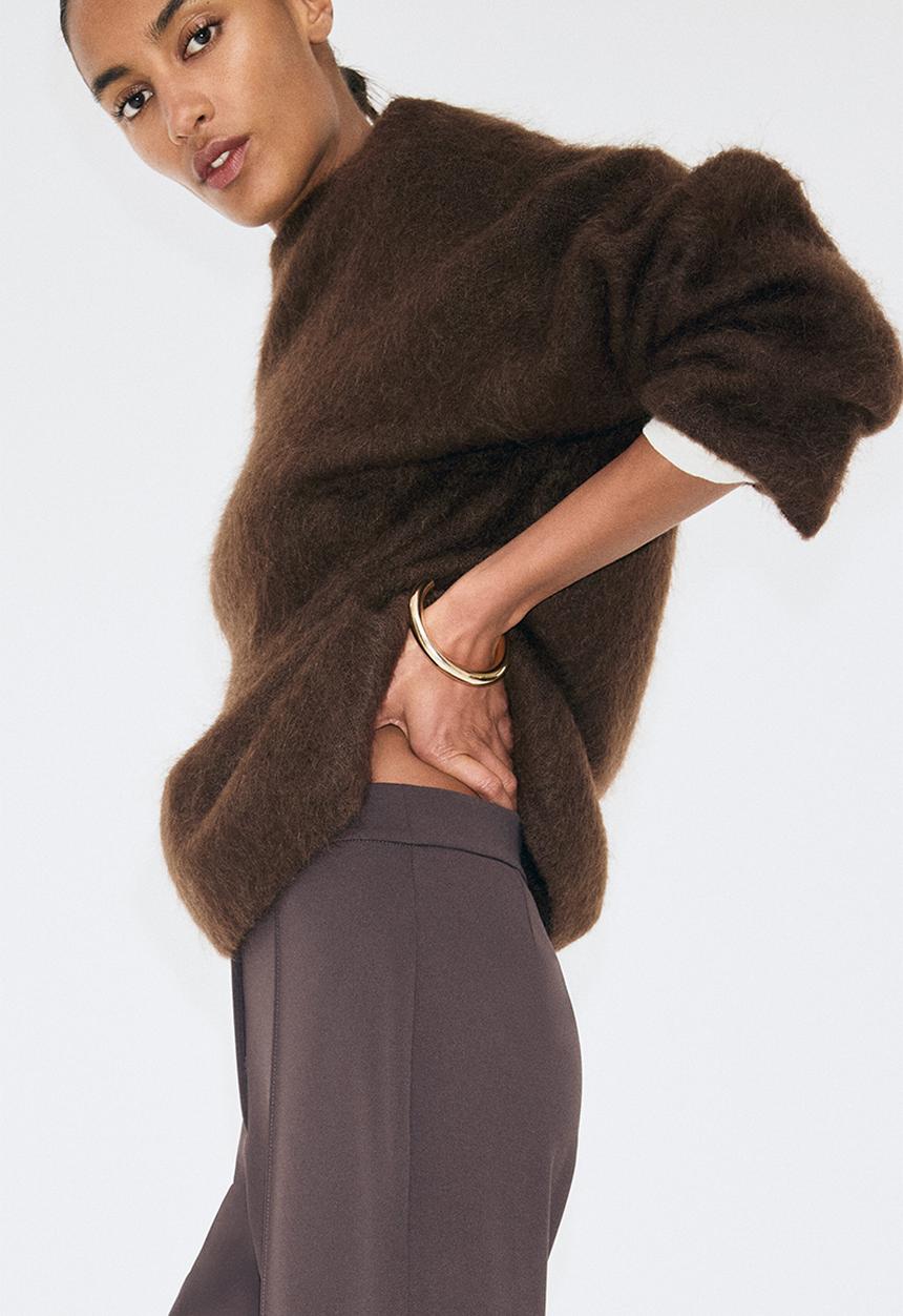 H&M - Bootcut crease-front trousers - dark brown