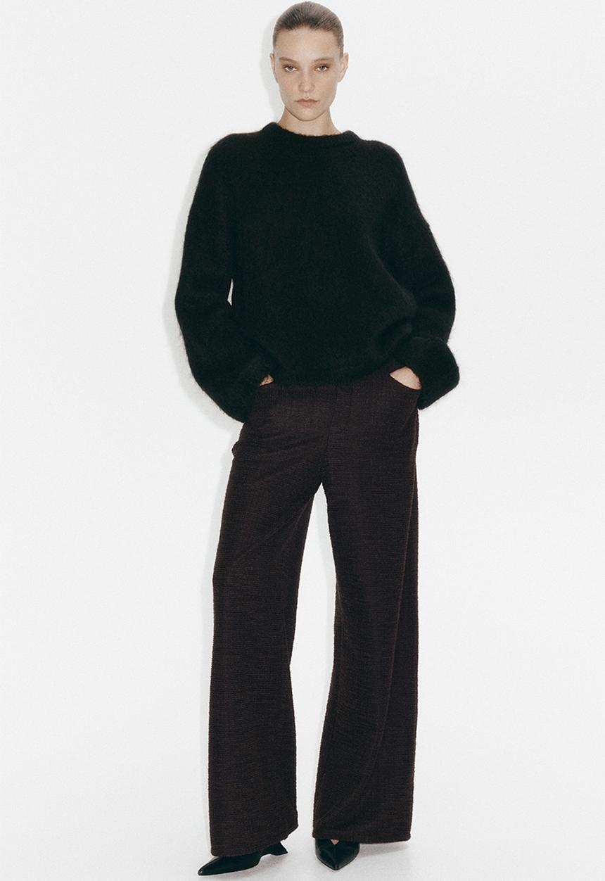 H&M - Wide boucl trousers - dark brown