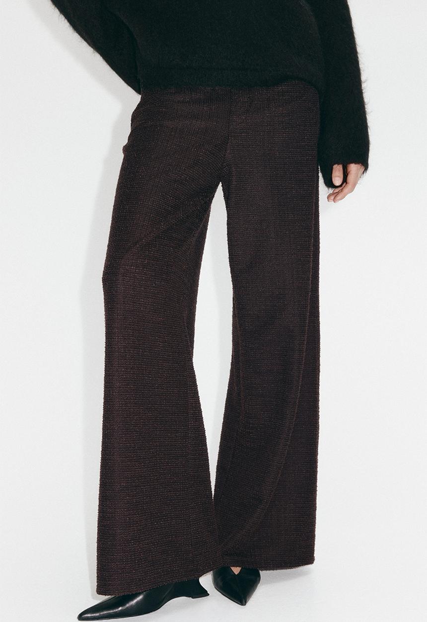 H&M - Wide boucl trousers - dark brown