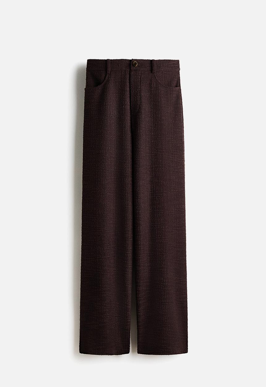 H&M - Wide boucl trousers - dark brown