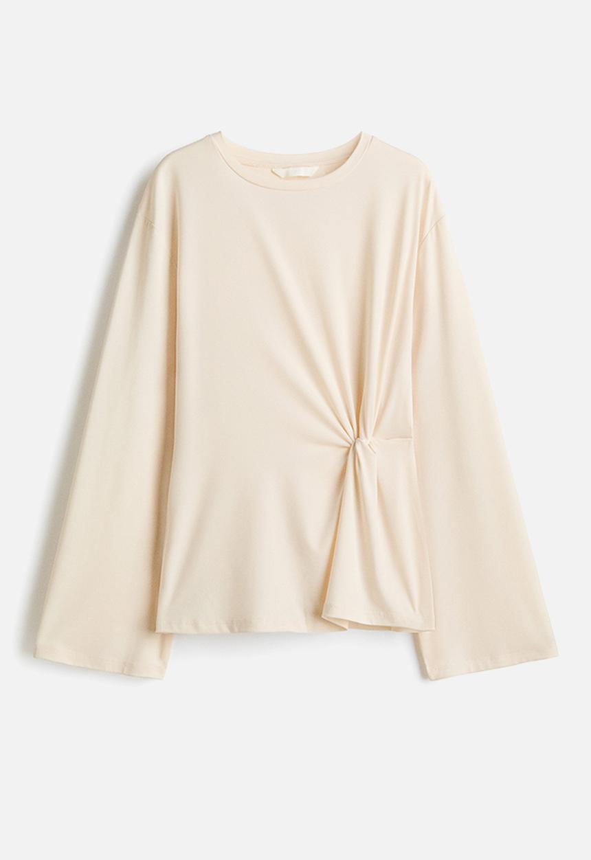 Twist-detail top - light beige - 1322860002