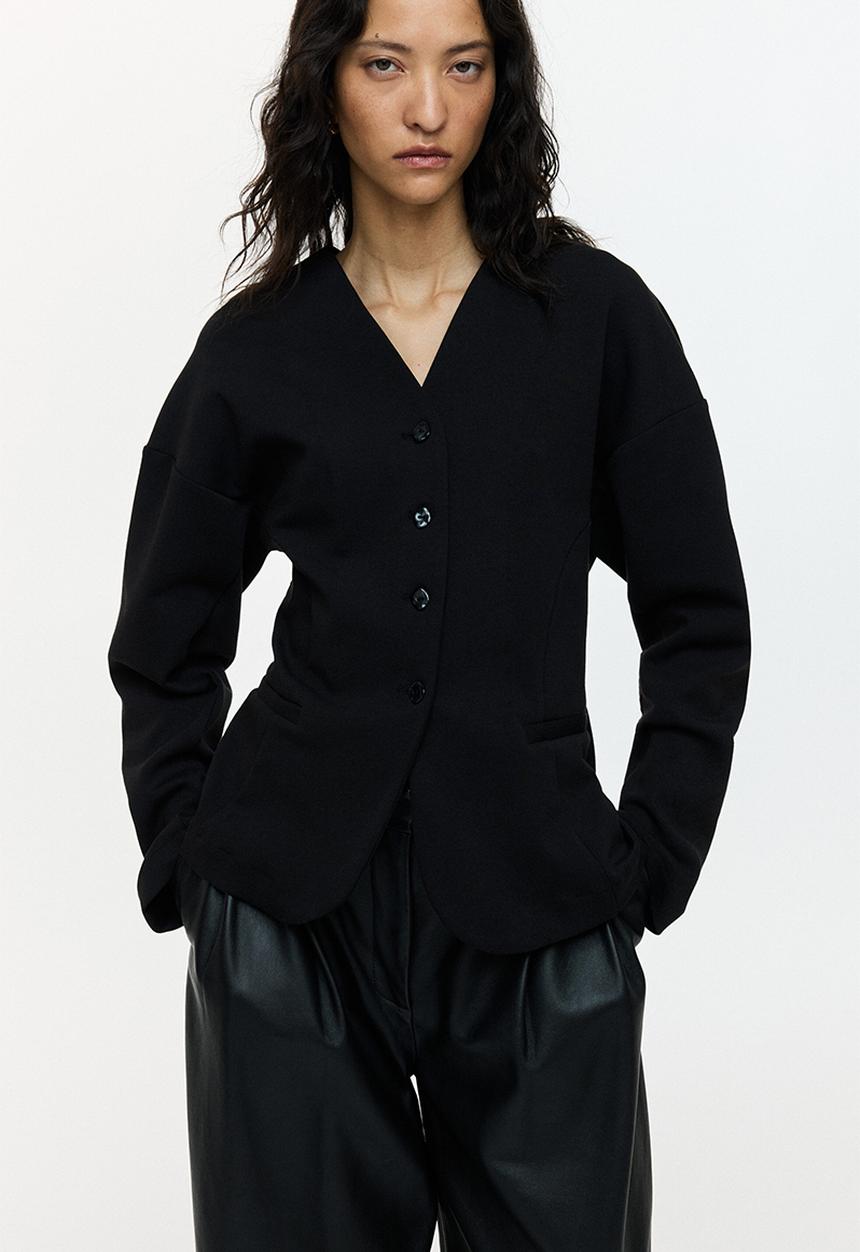 H&M - Jersey blazer - black