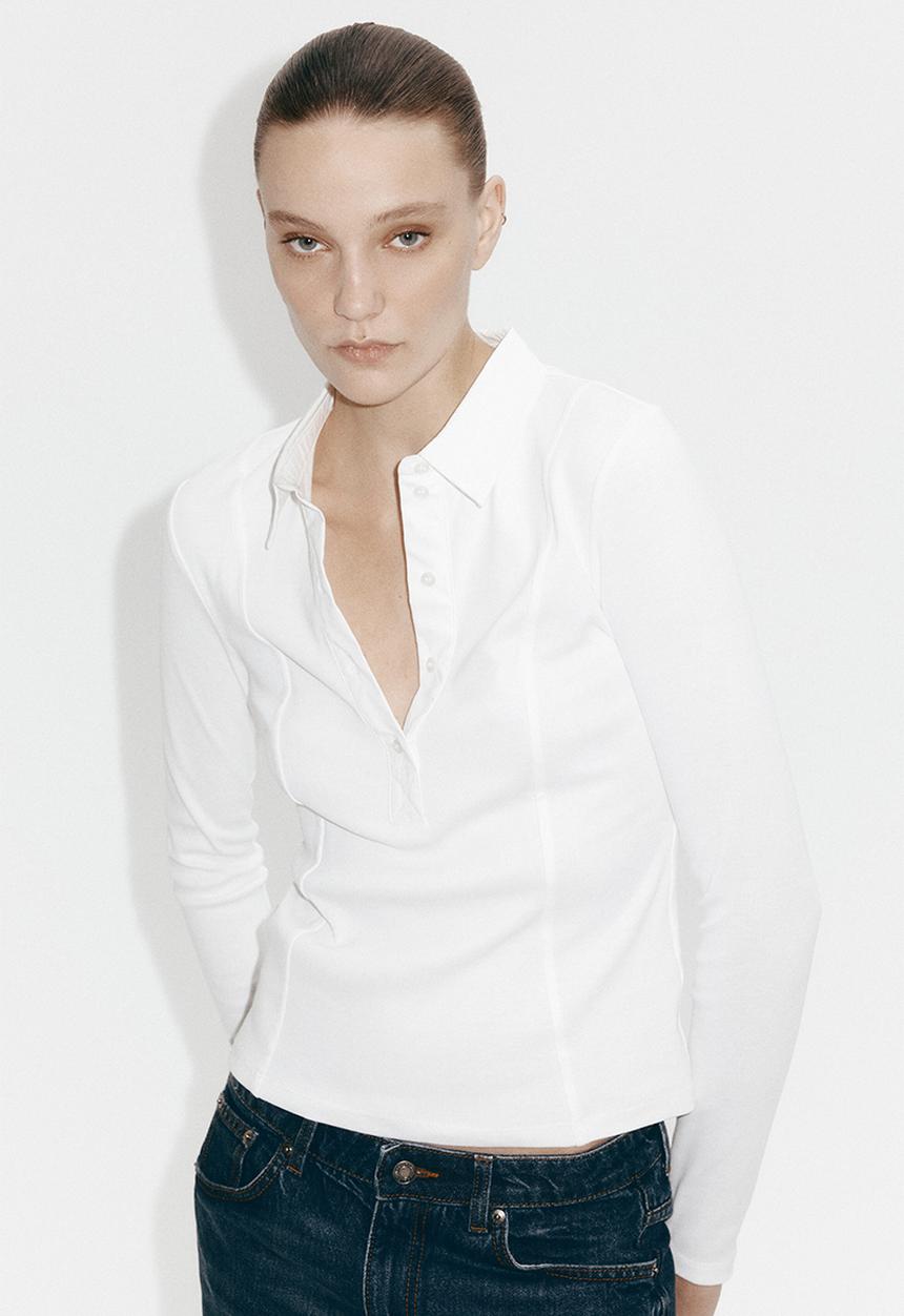 H&M - Fitted polo shirt - white