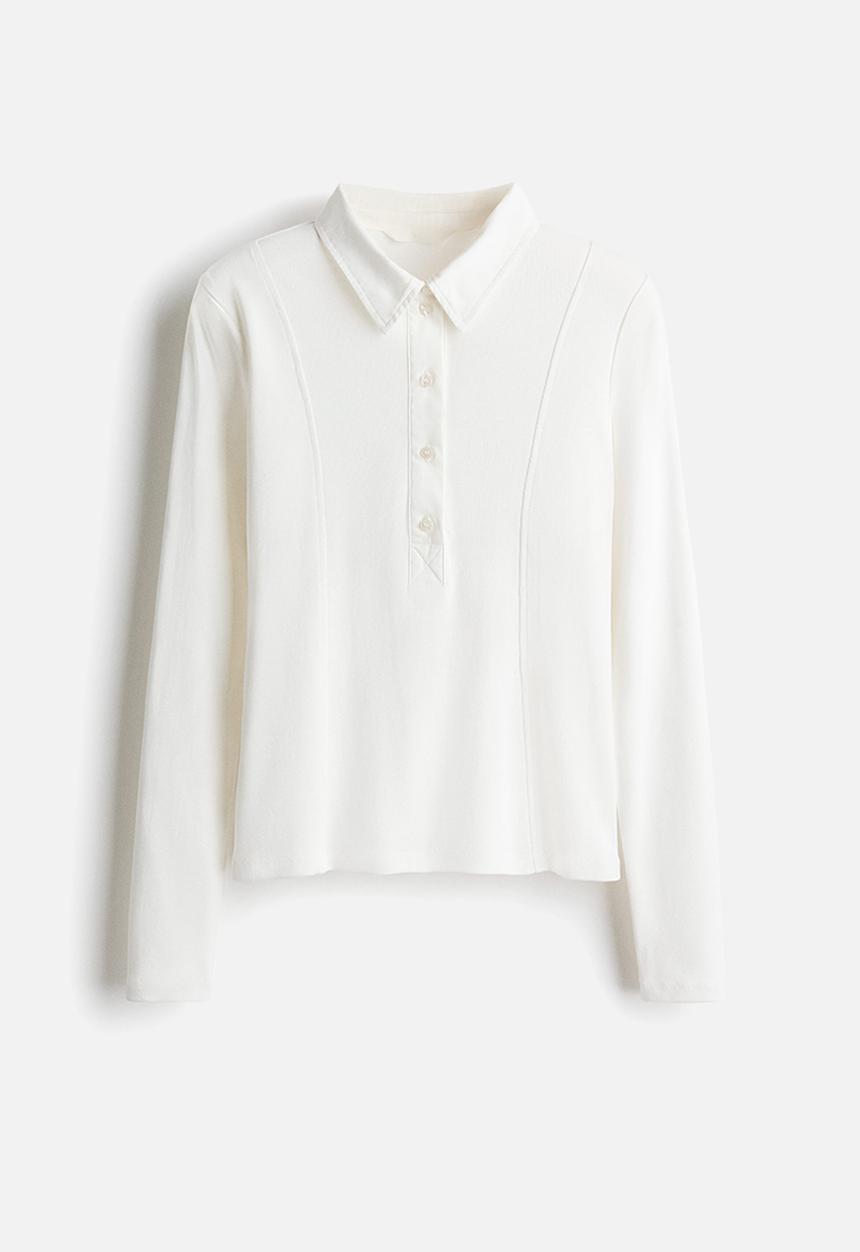H&M - Fitted polo shirt - white