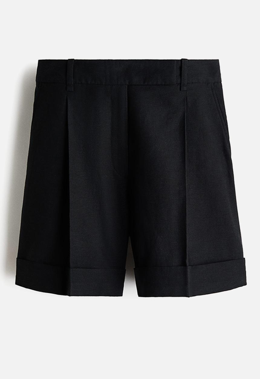 H&M - Tailored linen-blend shorts - black