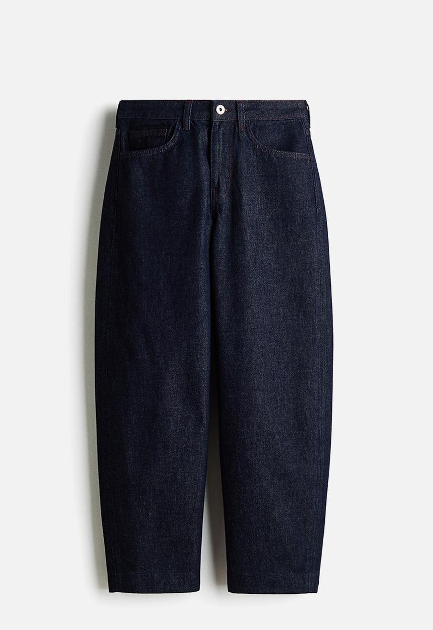 H&M - Barrel leg low waist ankle jeans - dark denim blue