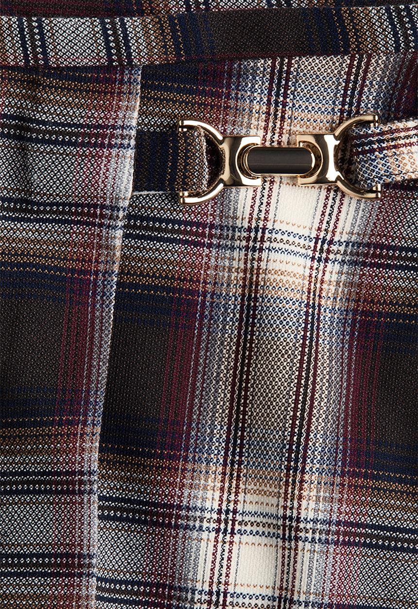 H&M - Mini wrap skirt - dark brown/checked