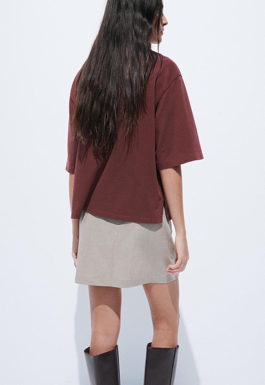 H&M - Mini wrap skirt - beige/checked
