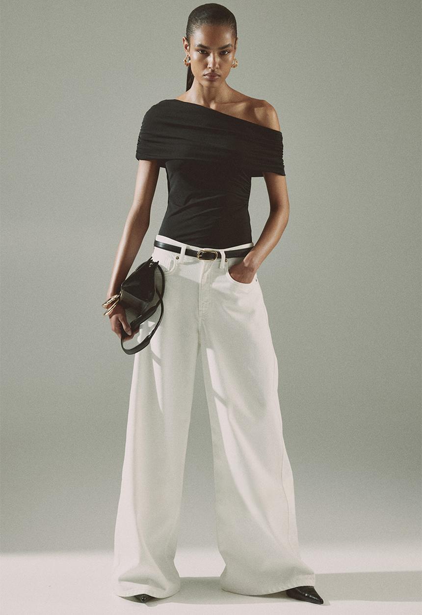 H&M - Draped off-the-shoulder top - black
