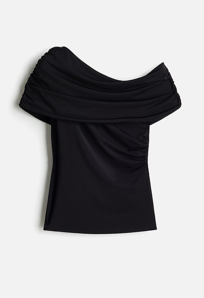 H&M - Draped off-the-shoulder top - black