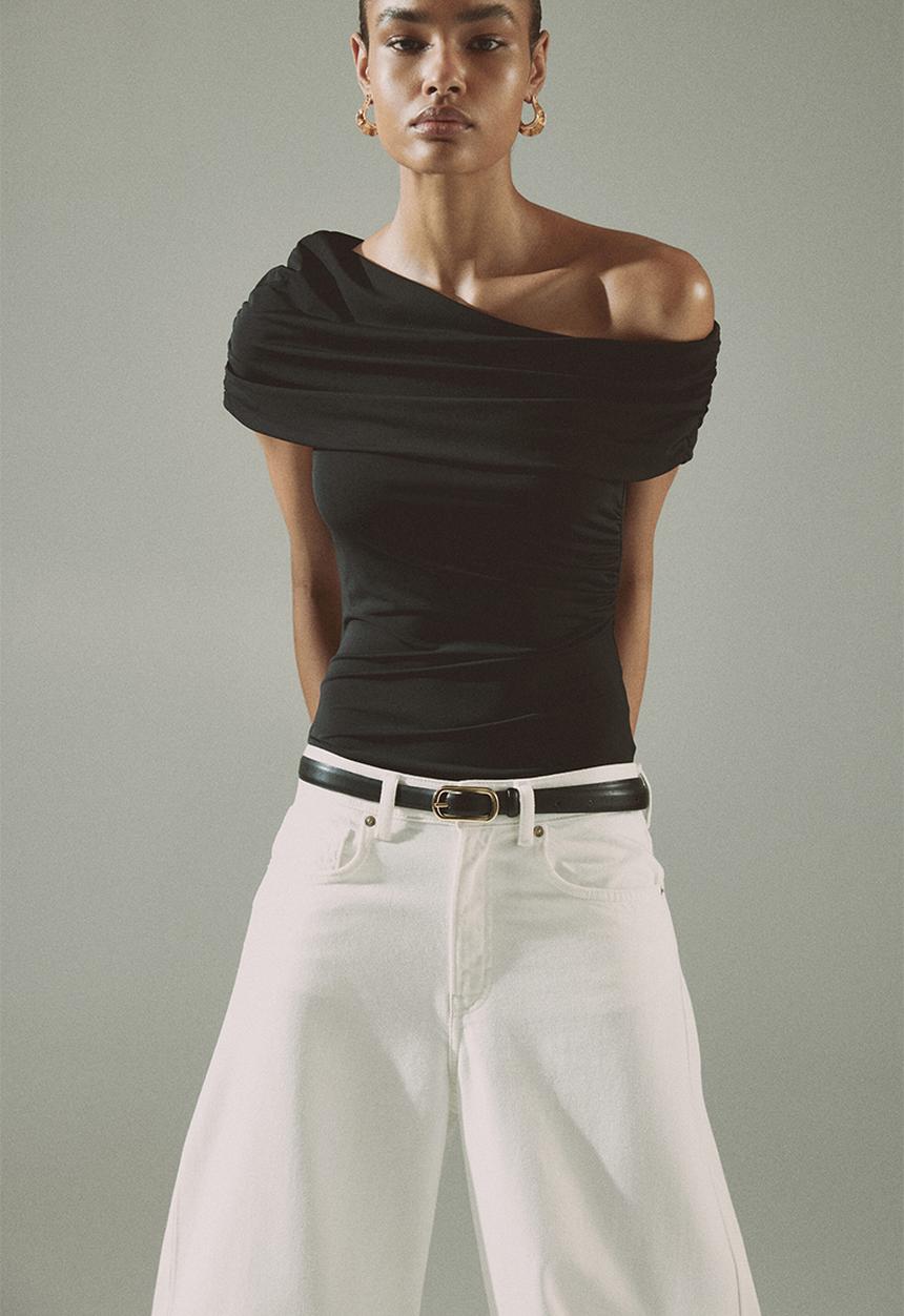 H&M - Draped off-the-shoulder top - black