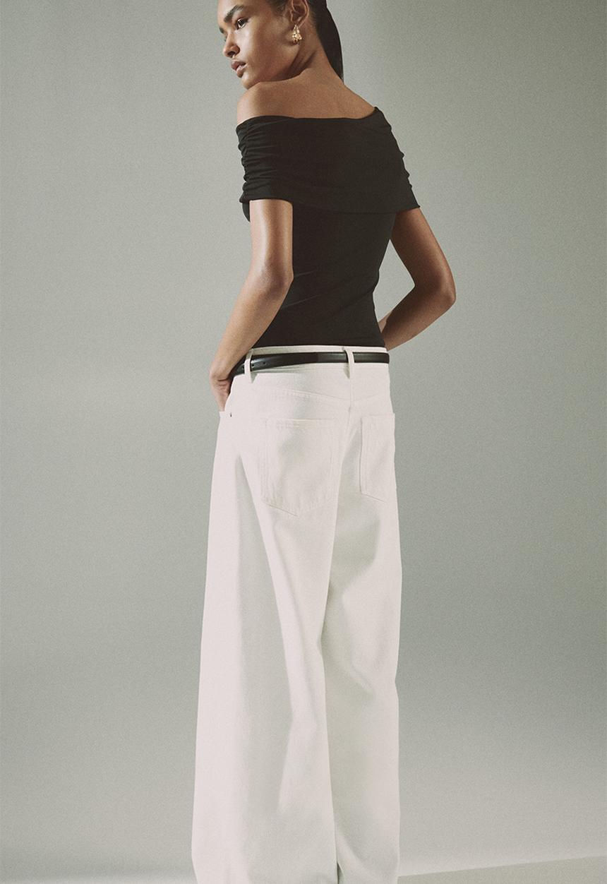 H&M - Draped off-the-shoulder top - black