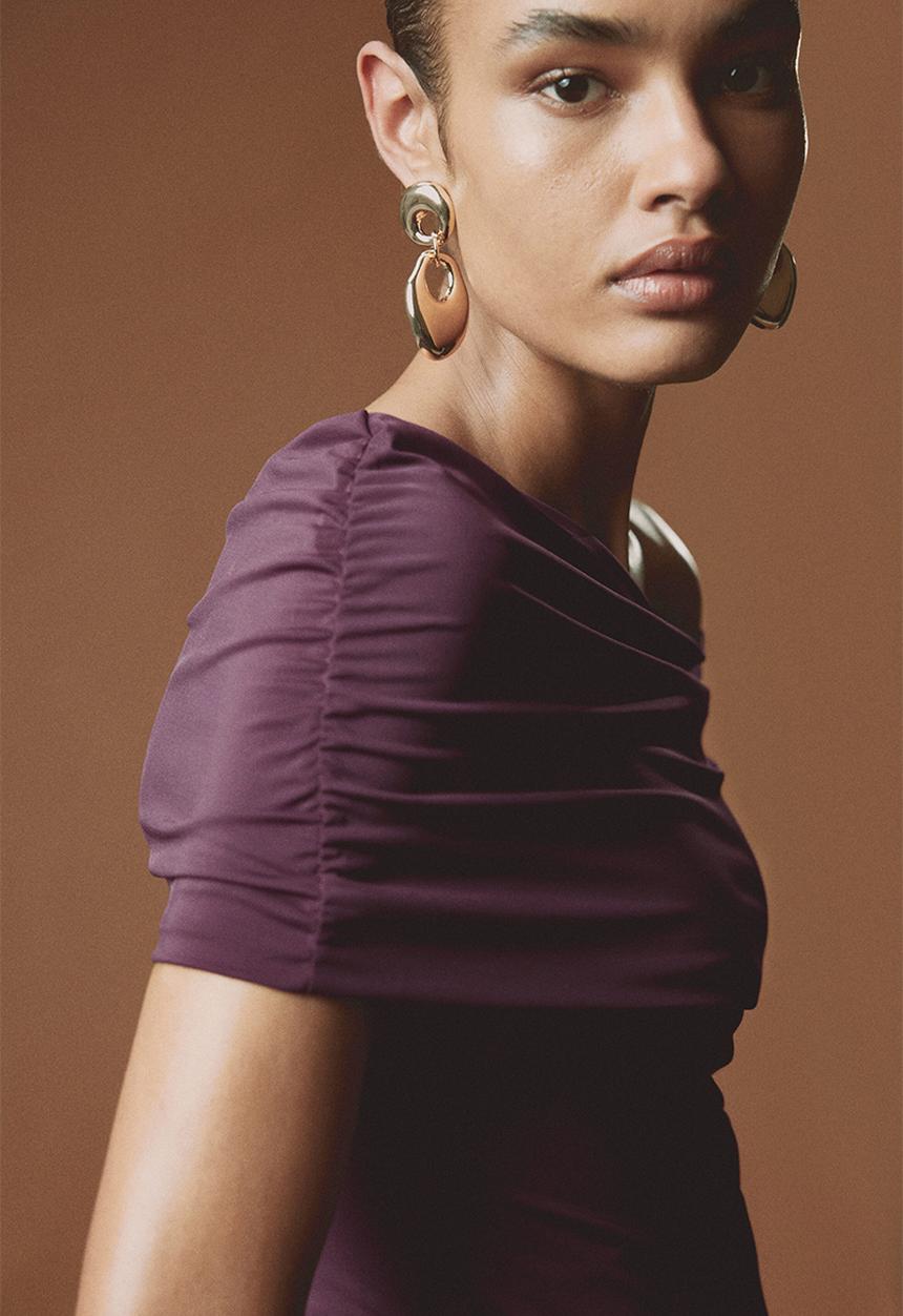 H&M - Draped off-the-shoulder top - dark purple