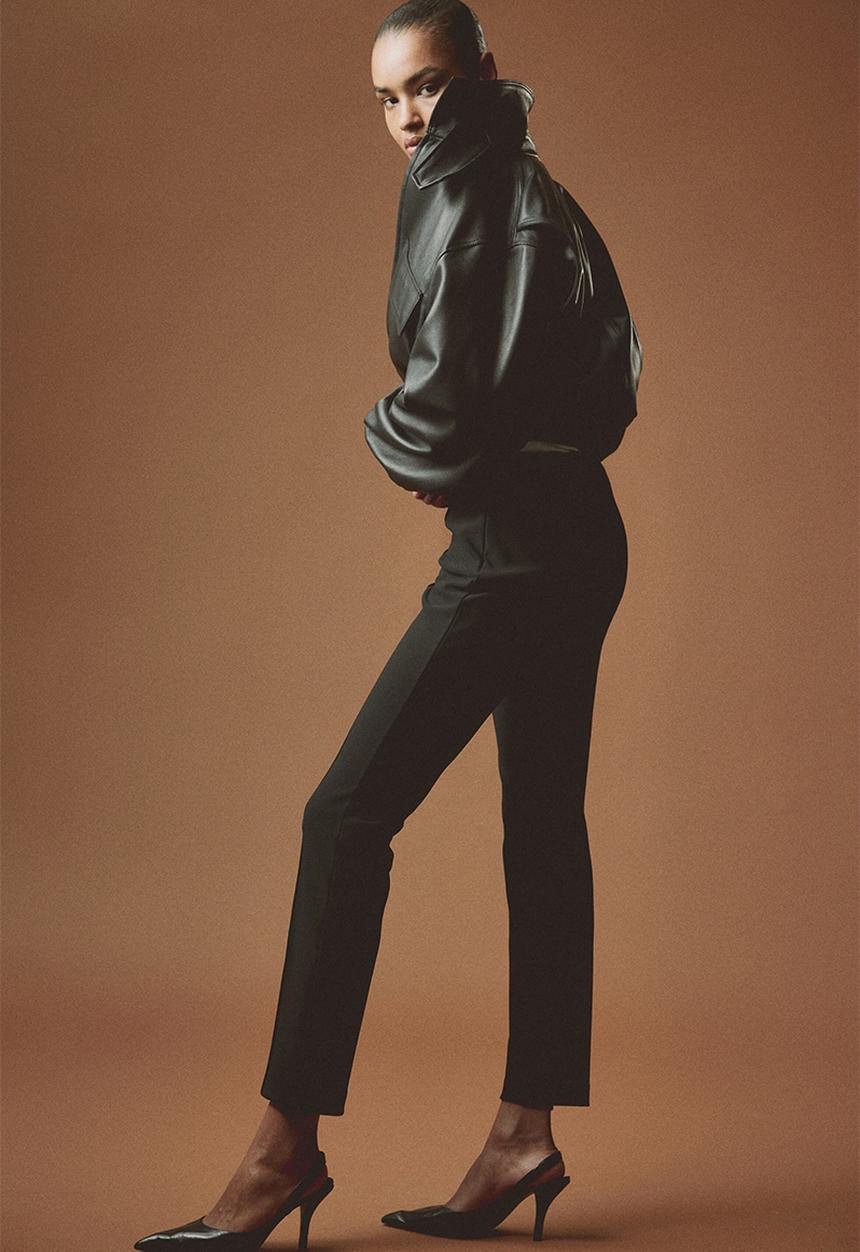 H&M - Slim crease-front trousers - black