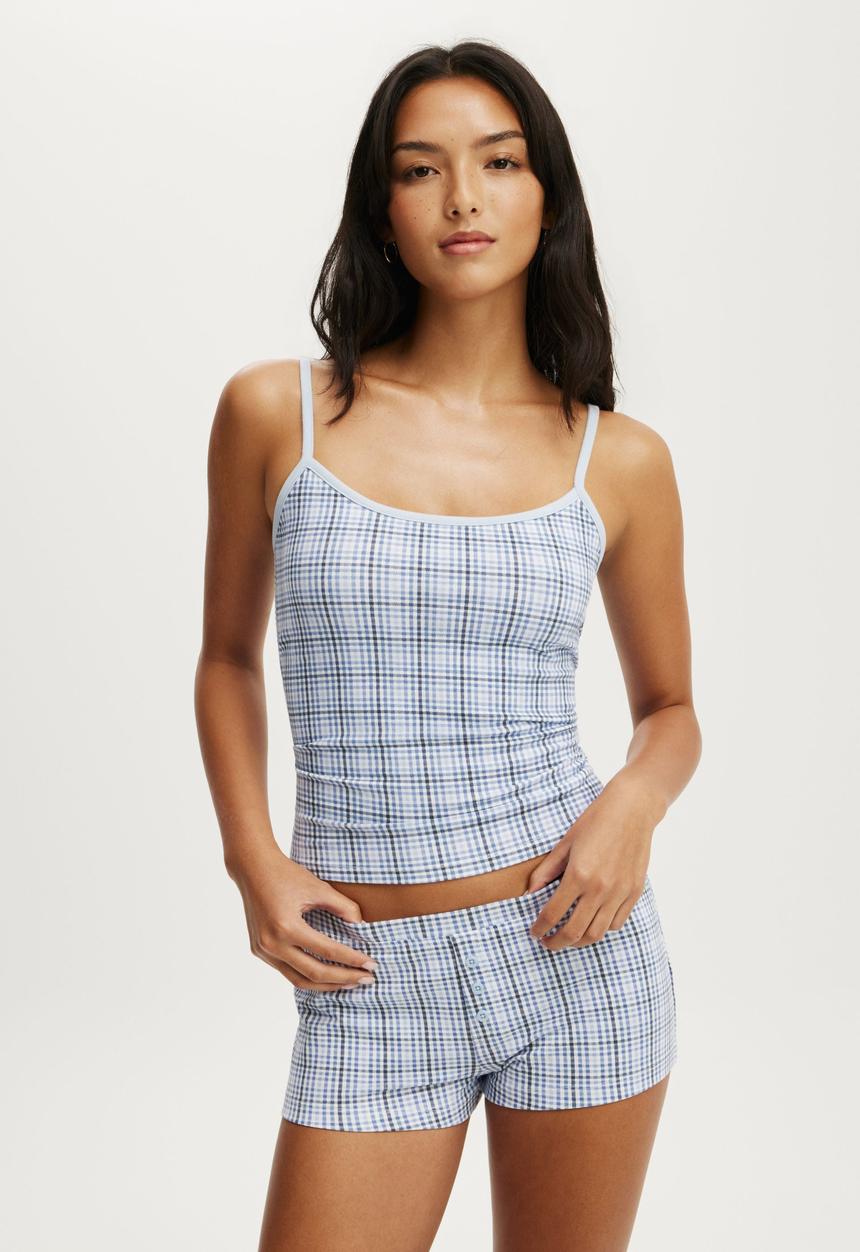 Cotton On - Dreamy soft boyshort - isla micro check daydream blue