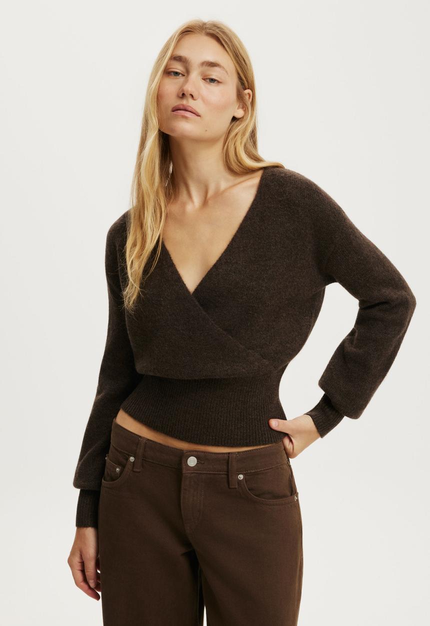 Cotton On - True Knit Ballet Wrap - Mushroom Brown