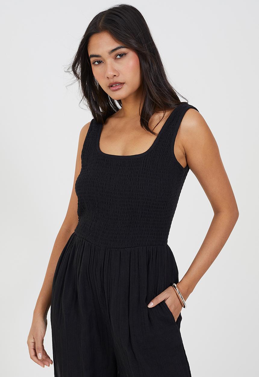 Brave Soul - Ladies Scoop Neckline Jumpsuit - Black