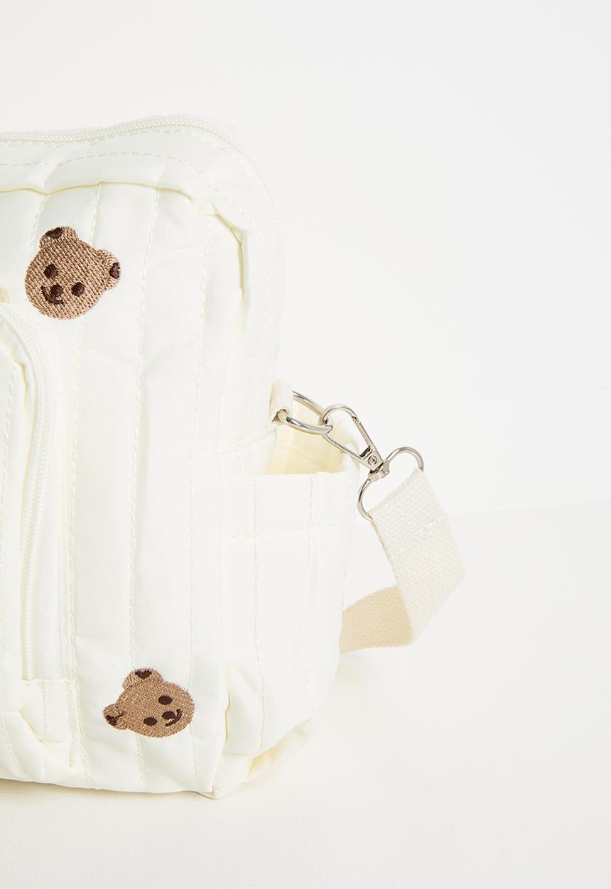 Pop Candy - Quilted bear aop diaper bag - cornsilk white