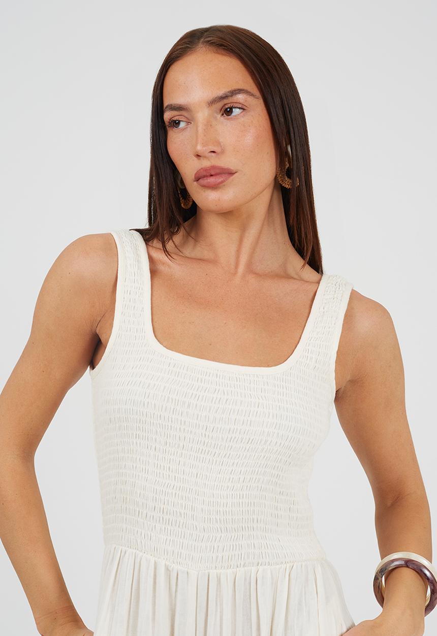 Brave Soul - Ladies Scoop Neckline Jumpsuit - Cream