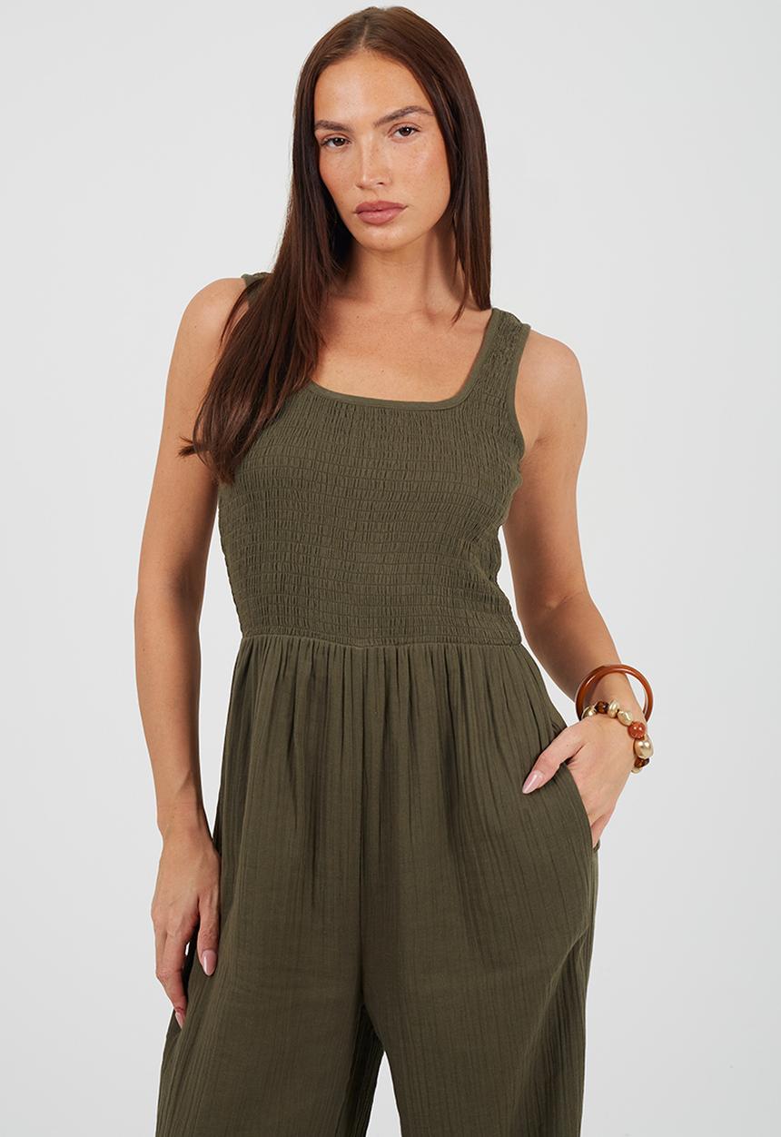 Brave Soul - Ladies Scoop Neckline Jumpsuit - Chocolate