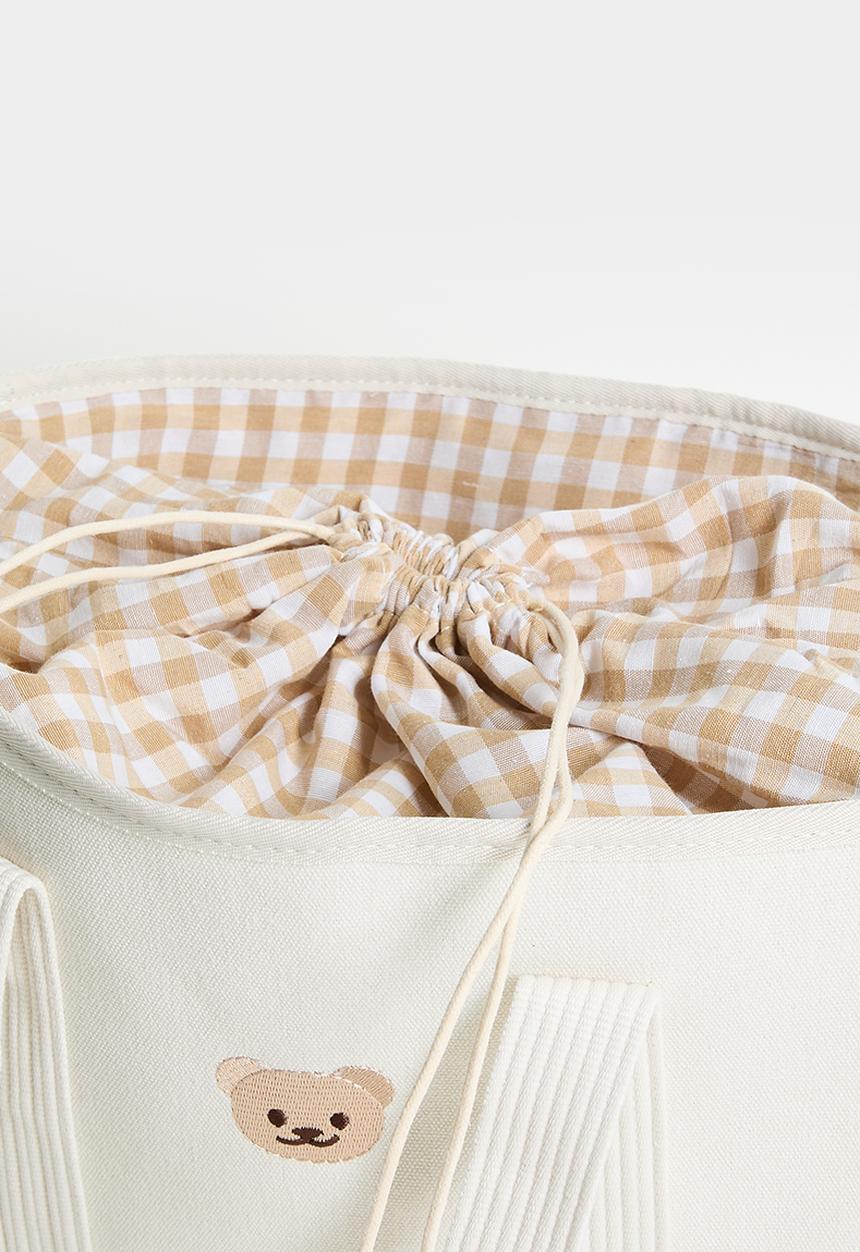 Pop Candy - Canvas teddy bear diaper bag - off white