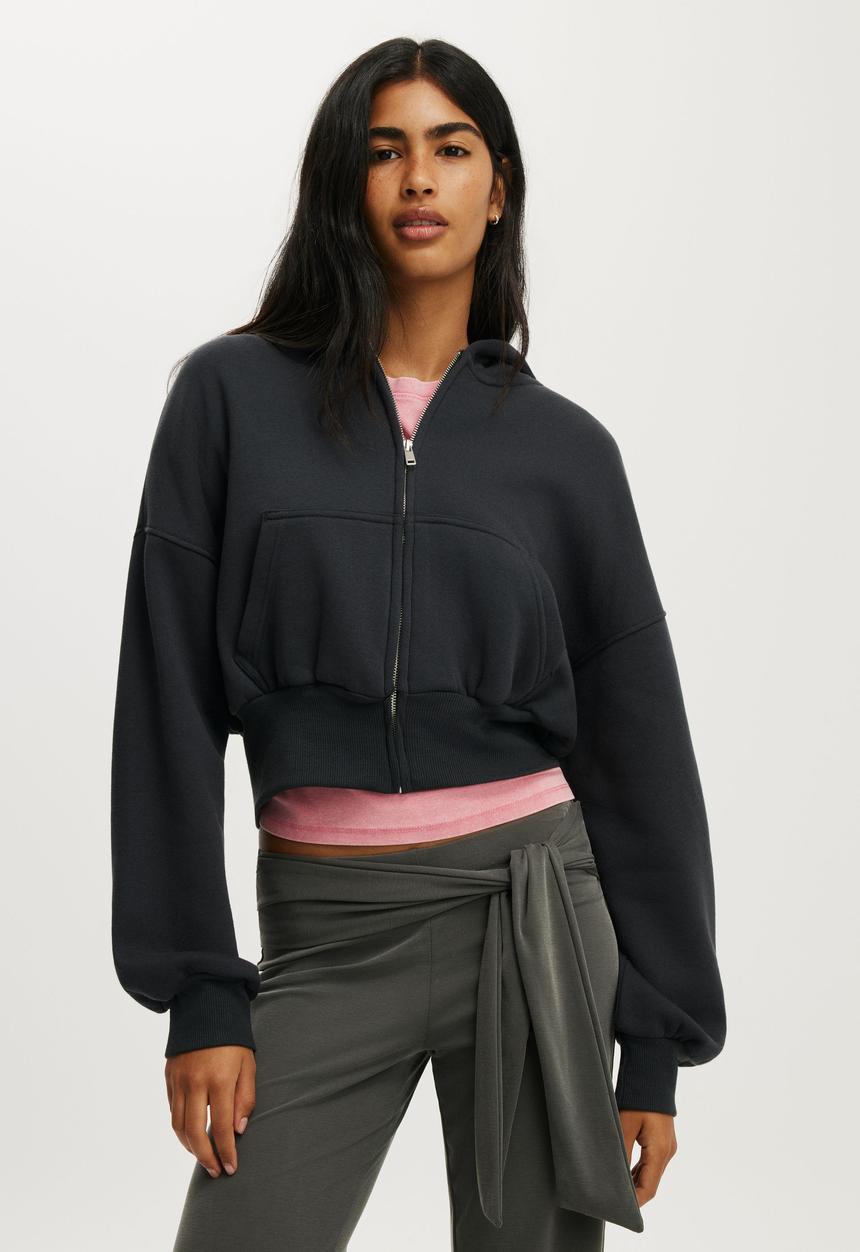 Cotton On - Oversized Zip Through Hoodie - Shadowstone